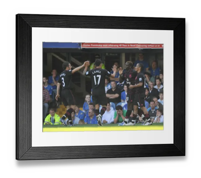Framed Print : Everton's Louis Saha: First Goal Against Portsmouth in the Barclays Premier League - Celebration with Team Mates Framed Print : Everton's Louis Saha: First Goal Against Portsmouth in the Barclays Premier League - Celebration with Team Mates