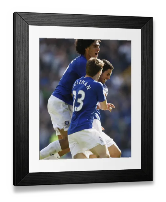 Framed Print : Mikel Arteta's Triumph: Everton's Third Goal vs. Manchester United in the Premier League