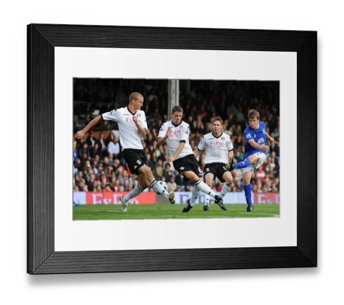 Framed Print : Determined Moment: Seamus Coleman's Striker Under Pressure for Everton Against Fulham (2010, Barclays Premier League, Craven Cottage) Framed Print : Determined Moment: Seamus Coleman's Striker Under Pressure for Everton Against Fulham (2010, Barclays Premier League, Craven Cottage)