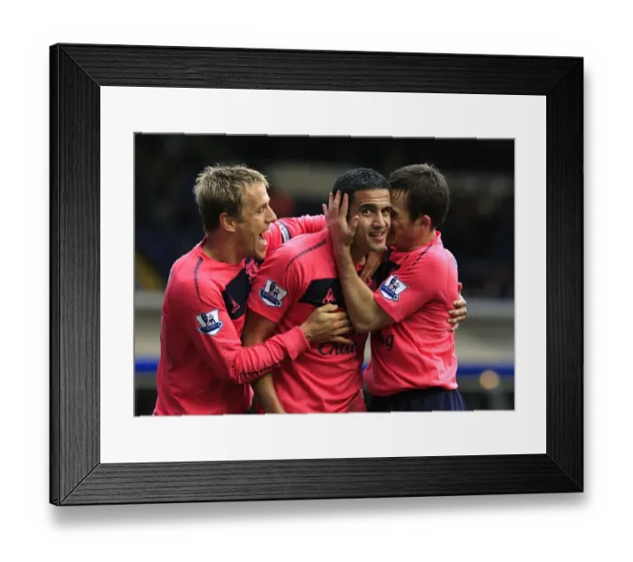 Framed Print : Everton's Triumphant Trio: Unforgettable Moment - Cahill's Double Goal Celebration with Baines and Neville Framed Print : Everton's Triumphant Trio: Unforgettable Moment - Cahill's Double Goal Celebration with Baines and Neville