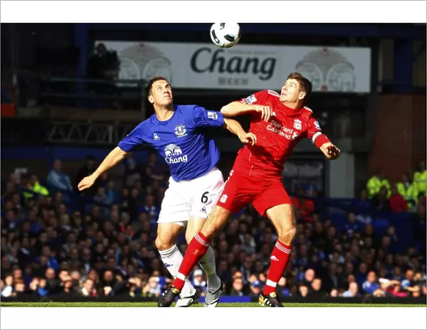 Intense Rivalry: Jagielka vs. Gerrard - The Battle for the Ball at Goodison Park (Everton vs. Liverpool, Barclays Premier League, October 2010)