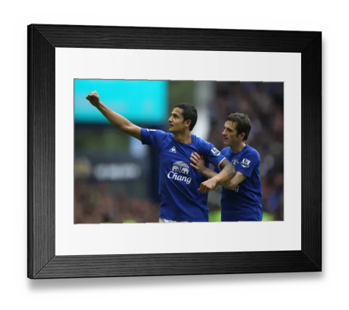 Framed Print : Everton's Tim Cahill and Leighton Baines Celebrate Historic First Goal Against Liverpool at Goodison Park Framed Print : Everton's Tim Cahill and Leighton Baines Celebrate Historic First Goal Against Liverpool at Goodison Park