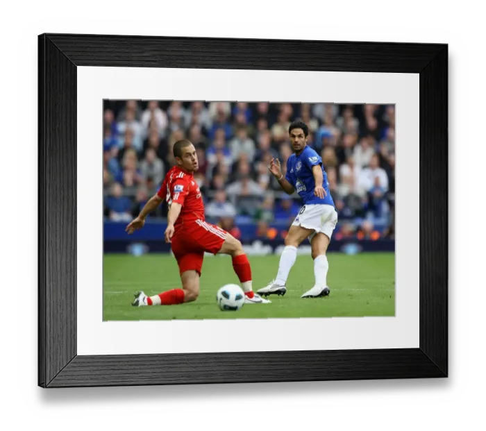 Framed Print : Mikel Arteta vs. Joe Cole: A Football Rivalry Unfolds at Goodison Park - Everton vs. Liverpool, Barclays Premier League