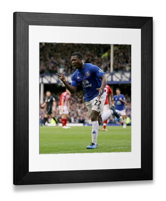 Framed Print : Yakubu's Opener: Everton's Triumph Over Stoke City in the Barclays Premier League (30 October 2010)