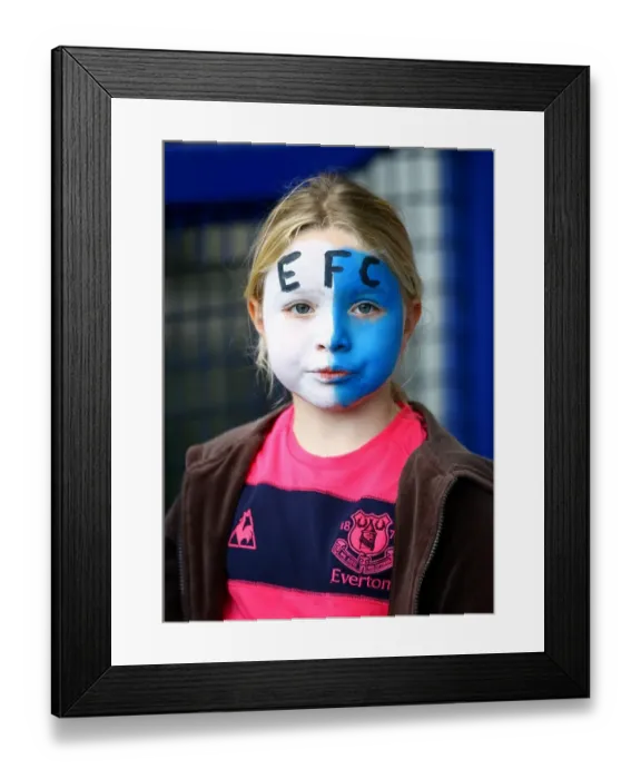 Framed Print : Young Everton Fan in Face Paint: Everton FC vs Stoke City, Barclays Premier League, Goodison Park (2010) Framed Print : Young Everton Fan in Face Paint: Everton FC vs Stoke City, Barclays Premier League, Goodison Park (2010)