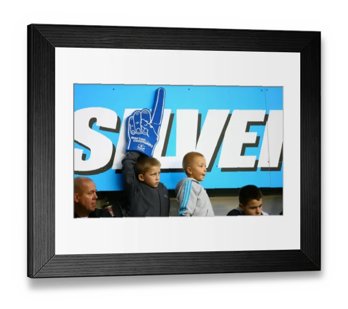Framed Print : Young Everton Fan Waves Giant Foam Hand at Throbbing Goodison Park During Everton vs Stoke City, Barclays Premier League (2010) Framed Print : Young Everton Fan Waves Giant Foam Hand at Throbbing Goodison Park During Everton vs Stoke City, Barclays Premier League (2010)