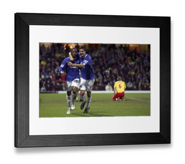 Framed Print : Watford v Everton - Manuel Fernandes celebrates scoring Framed Print : Watford v Everton - Manuel Fernandes celebrates scoring