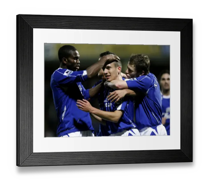 Framed Print : Watford v Everton - Leon Osman celebrates after scoring the third goal for Everton with Joseph Yo Framed Print : Watford v Everton - Leon Osman celebrates after scoring the third goal for Everton with Joseph Yo