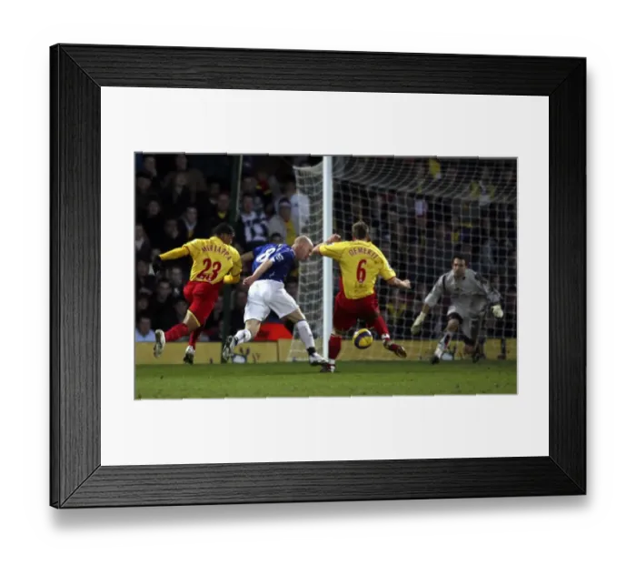 Framed Print : Watford v Everton - Andrew Johnson goes down in the penalty area to win a penalty