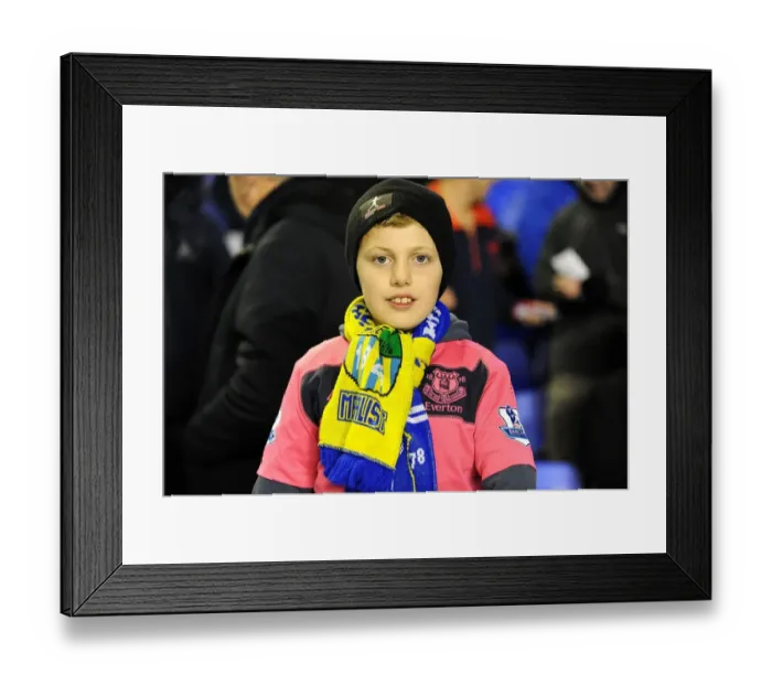 Framed Print : Young Everton Fan's Passionate Support: Everton vs. Bolton Wanderers, Barclays Premier League, Goodison Park (November 10, 2010) Framed Print : Young Everton Fan's Passionate Support: Everton vs. Bolton Wanderers, Barclays Premier League, Goodison Park (November 10, 2010)