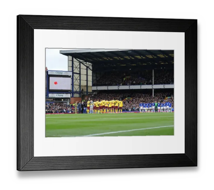Framed Print : Remembrance Day Tribute: Everton vs. Arsenal - A Minute's Silence at Goodison Park (November 14, 2010, Premier League Soccer Match) Framed Print : Remembrance Day Tribute: Everton vs. Arsenal - A Minute's Silence at Goodison Park (November 14, 2010, Premier League Soccer Match)