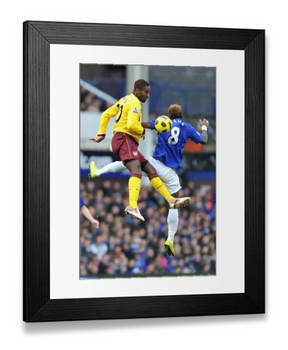 Framed Print : Aerial Clash: Djourou vs Saha - Everton vs Arsenal (Premier League, Goodison Park, 14 November 2010) Framed Print : Aerial Clash: Djourou vs Saha - Everton vs Arsenal (Premier League, Goodison Park, 14 November 2010)