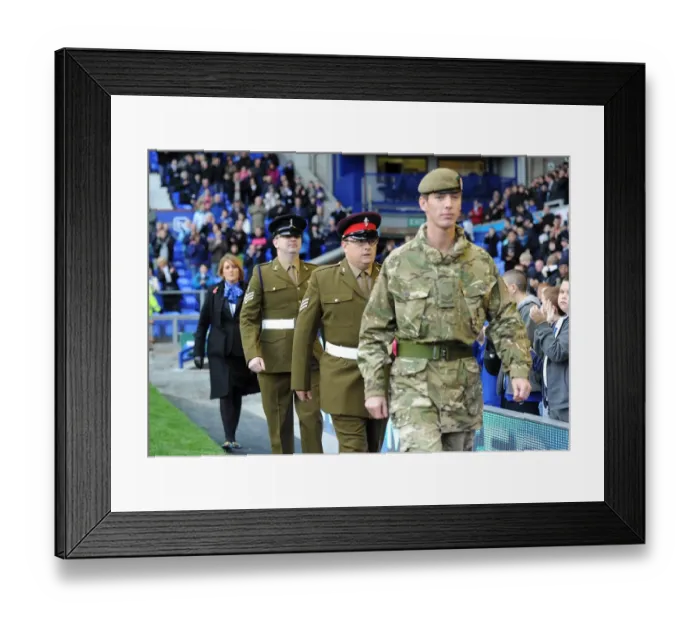Framed Print : Honoring Our Heroes: Everton Football Club's Tribute to Servicemen Before Kick-off vs. Arsenal (November 14, 2010, Barclays Premier League)