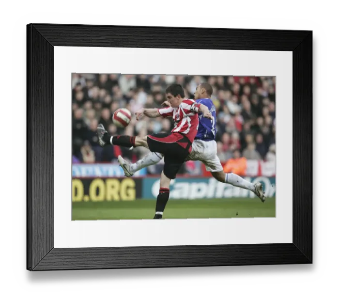 Framed Print : Intense Rivalry: James Vaughan vs. Chris Morgan - Sheffield United vs. Everton Framed Print : Intense Rivalry: James Vaughan vs. Chris Morgan - Sheffield United vs. Everton