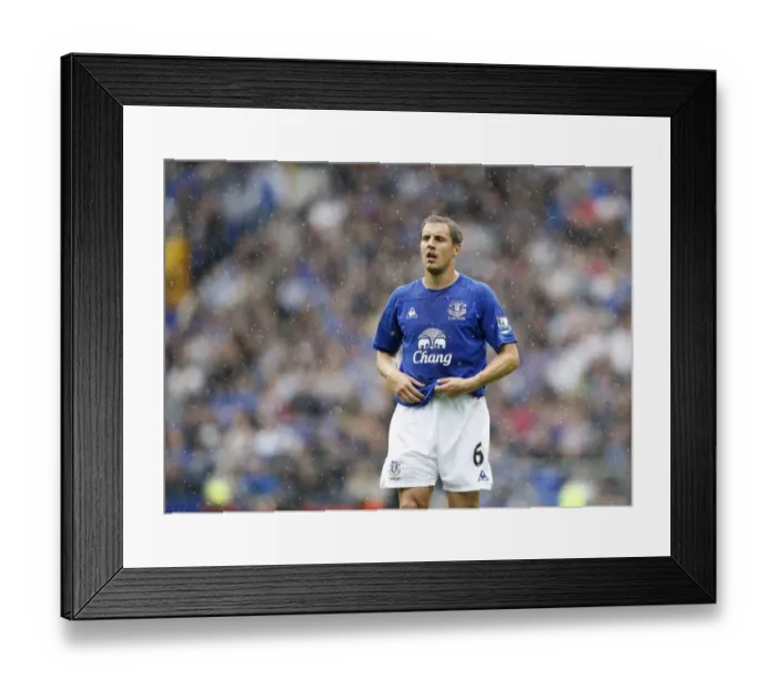 Framed Print : Phil Jagielka at Goodison Park: Everton vs Manchester United - Barclays Premier League (September 11, 2010)