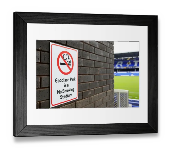Framed Print : No Smoking at Goodison Park: Everton Football Club's Stadium Sign