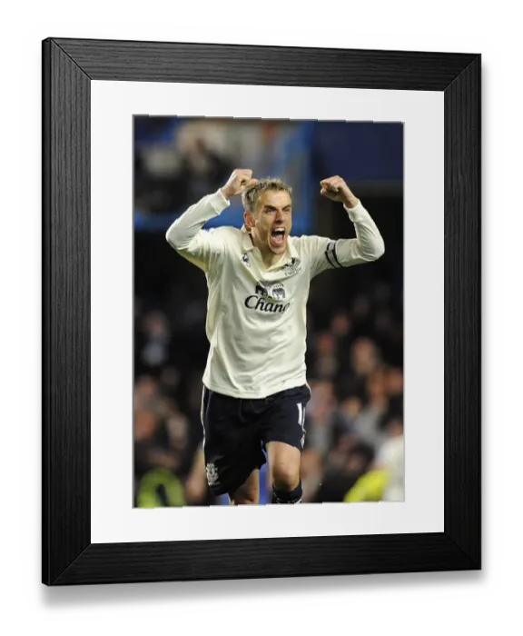 Framed Print : Euphoria Unleashed: Phil Neville's Iconic Celebration of Jermaine Beckford's Equalizer Against Chelsea (Dec. 2010) Framed Print : Euphoria Unleashed: Phil Neville's Iconic Celebration of Jermaine Beckford's Equalizer Against Chelsea (Dec. 2010)