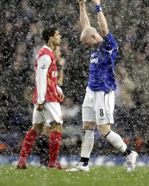 Everton v Arsenal - Andrew Johnson celebrates at the end of the game
