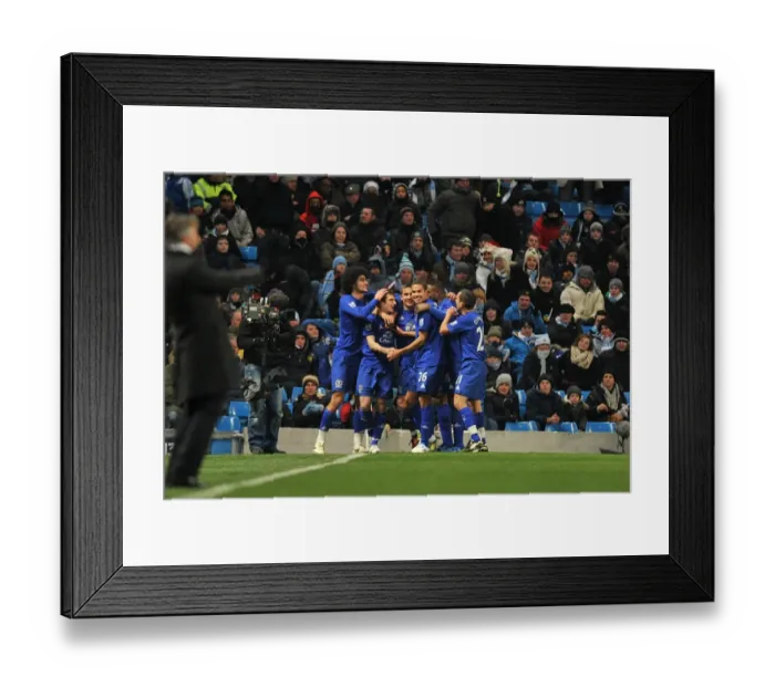 Framed Print : Mancini's Frustration: Everton's Double Strike Celebrated in Manchester City's Face (Barclays Premier League, 20 December 2010)