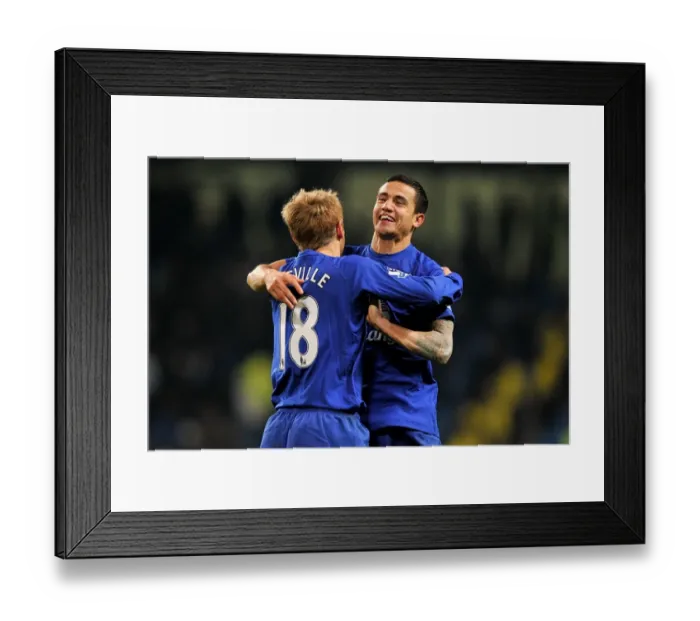 Framed Print : Everton's Triumph: Cahill and Neville's Victory Dance vs. Manchester City (2010) Framed Print : Everton's Triumph: Cahill and Neville's Victory Dance vs. Manchester City (2010)