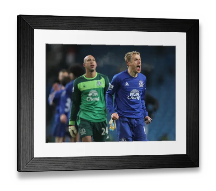 Framed Print : Everton's Historic Victory: Tim Howard and Phil Neville's Triumphant Moment Against Manchester City (Barclays Premier League, 20 December 2010) Framed Print : Everton's Historic Victory: Tim Howard and Phil Neville's Triumphant Moment Against Manchester City (Barclays Premier League, 20 December 2010)
