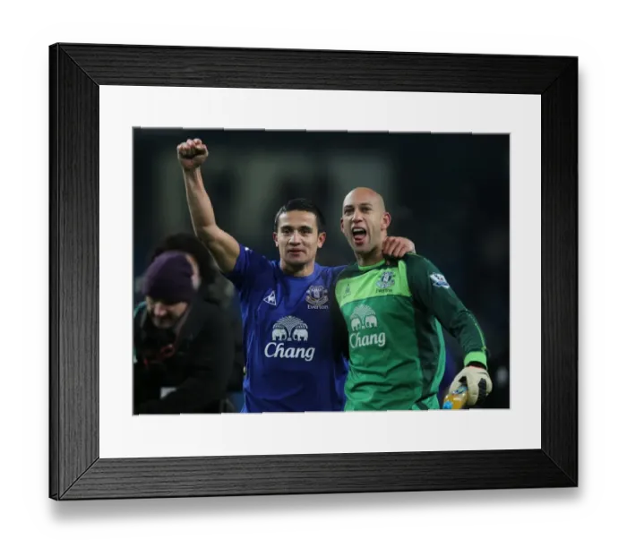 Framed Print : Everton's Glorious Victory: Tim Cahill and Tim Howard's Jubilant Celebration at The Etihad (December 2010) Framed Print : Everton's Glorious Victory: Tim Cahill and Tim Howard's Jubilant Celebration at The Etihad (December 2010)