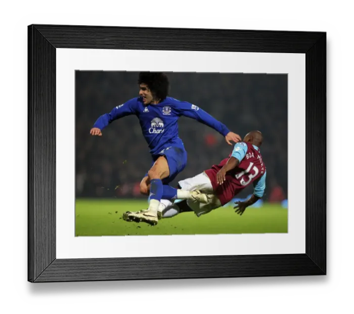Framed Print : Fierce Battle: Boa Morte vs. Fellaini - West Ham United vs. Everton, Premier League (2010) Framed Print : Fierce Battle: Boa Morte vs. Fellaini - West Ham United vs. Everton, Premier League (2010)