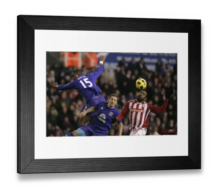 Framed Print : Distin and Jagielka vs Fuller: Everton vs Stoke City Clash (01.01.2011) Framed Print : Distin and Jagielka vs Fuller: Everton vs Stoke City Clash (01.01.2011)