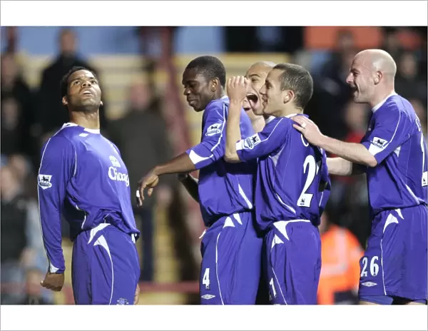 Aston Villa v Everton FA Evertons Joleon Lescott celebrates scoring with team mates