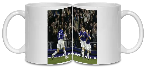 Everton v Fulham Alan Stubbs celebrates scoring for Everton