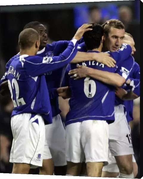 Everton v Fulham Alan Stubbs celebrates his goal for 2-1