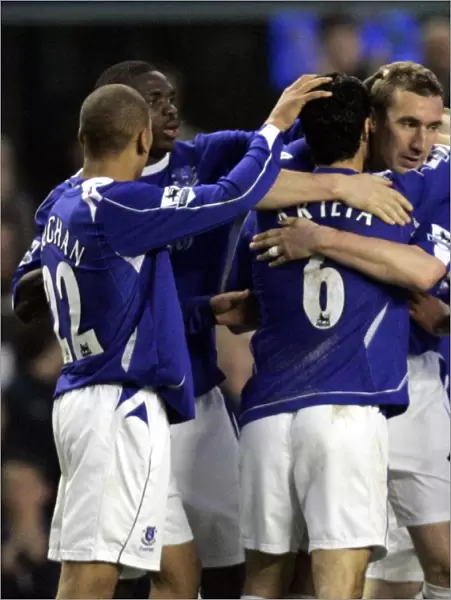Everton v Fulham Alan Stubbs celebrates his goal for 2-1