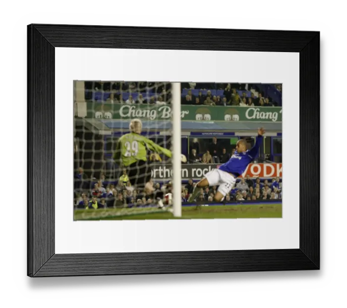 Framed Print : Everton v Fulham James Vaughan Everton scores his goal for 3-1 Framed Print : Everton v Fulham James Vaughan Everton scores his goal for 3-1
