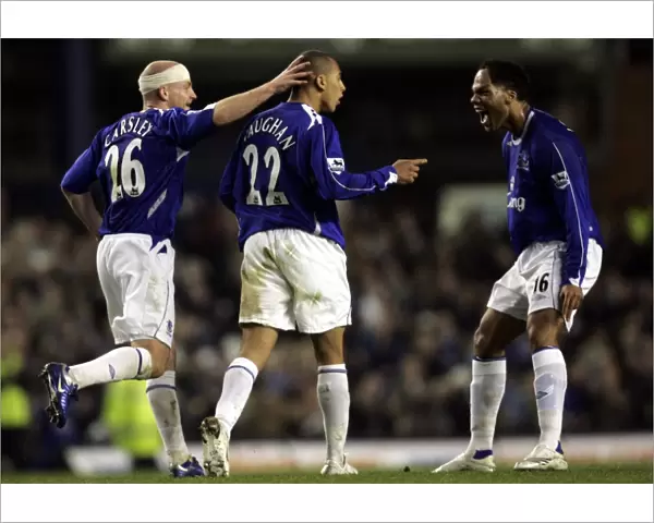 Everton v Fulham James Vaughan celebrates his goal