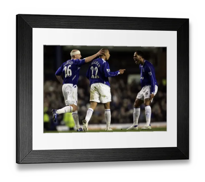 Framed Print : Everton v Fulham James Vaughan celebrates his goal