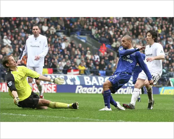 Bolton Wanderers v Everton James Vaughan scores the first goal for Everton