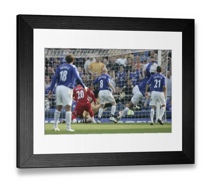 Framed Print : Everton v Charlton Athletic Joleon Lescott scores the first goal for Everton Framed Print : Everton v Charlton Athletic Joleon Lescott scores the first goal for Everton