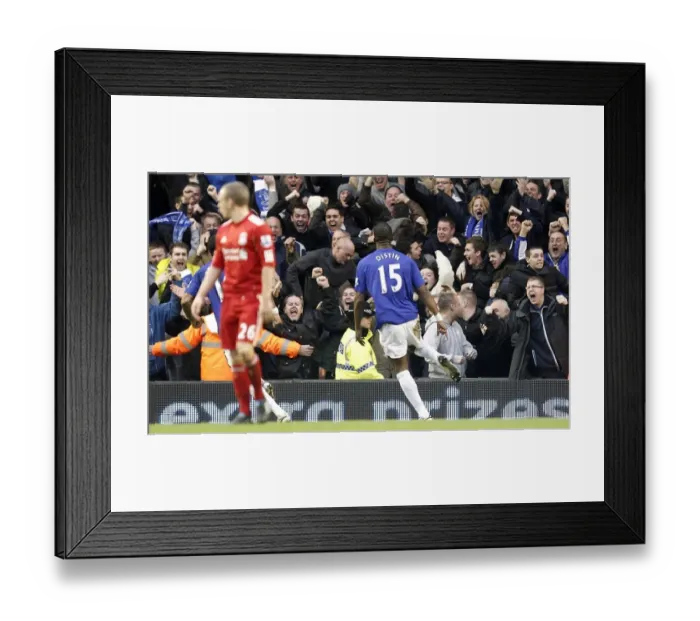 Framed Print : Distin's Strike: Everton's Thrilling Opener Against Liverpool at Anfield (January 16, 2011, Barclays Premier League) Framed Print : Distin's Strike: Everton's Thrilling Opener Against Liverpool at Anfield (January 16, 2011, Barclays Premier League)