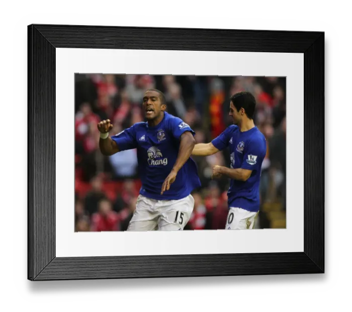 Framed Print : Dramatic Equalizer: Distin and Arteta Celebrate for Everton at Anfield (16 January 2011) Framed Print : Dramatic Equalizer: Distin and Arteta Celebrate for Everton at Anfield (16 January 2011)