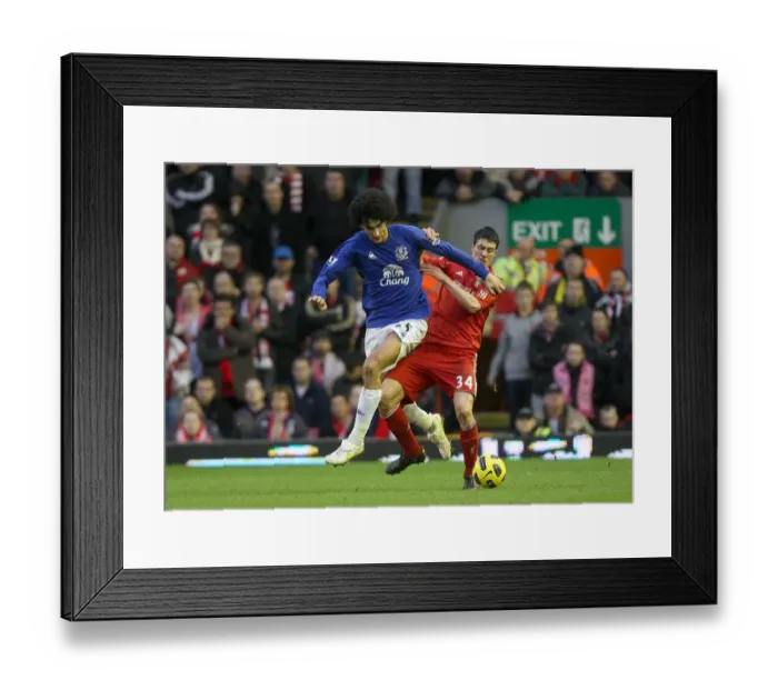 Framed Print : Intense Rivalry: Fellaini vs. Kelly - Liverpool vs. Everton, Barclays Premier League (16 January 2011)