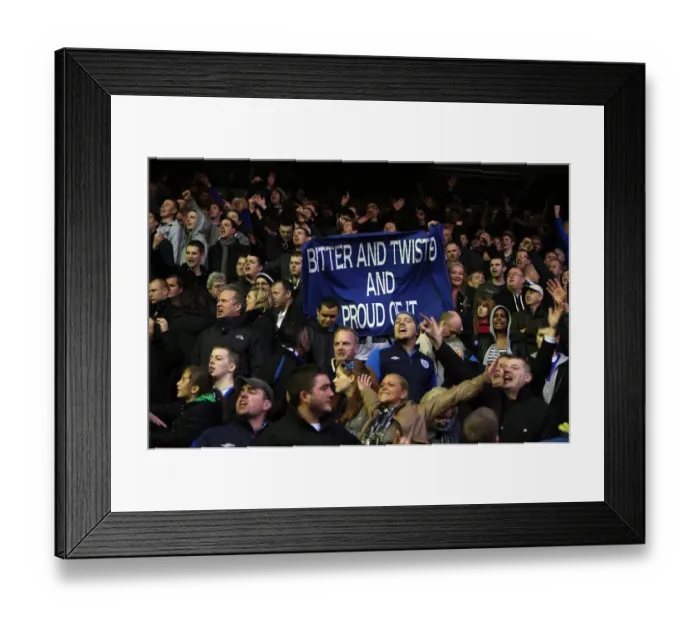 Framed Print : Everton's Triumph: Euphoria in the Stands after Liverpool Victory (16 January 2011)