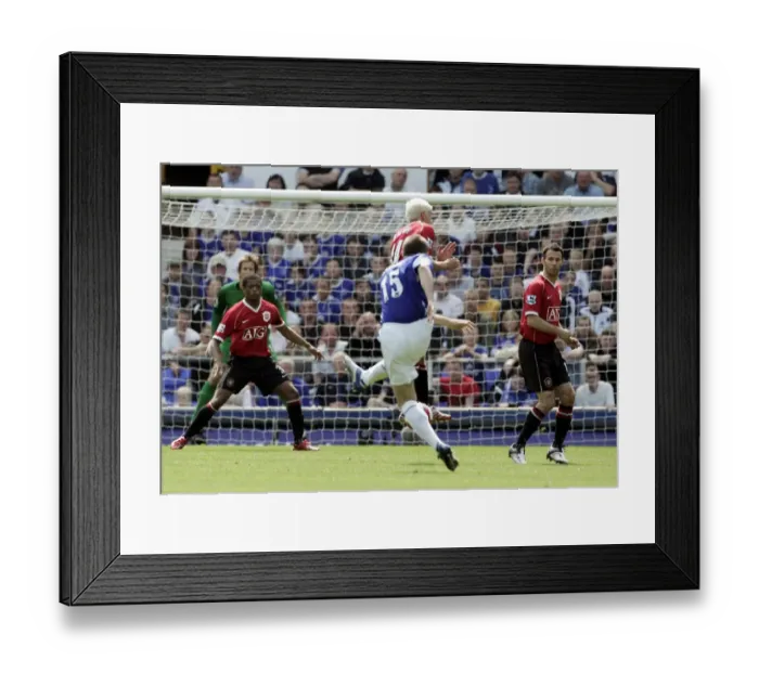 Framed Print : Everton v Manchester United Alan Stubbs scores the first goal for Everton Framed Print : Everton v Manchester United Alan Stubbs scores the first goal for Everton