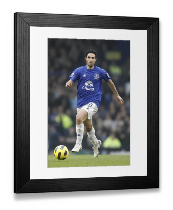 Framed Print : Mikel Arteta Leads Everton at Goodison Park Against West Ham United, Barclays Premier League (2011)