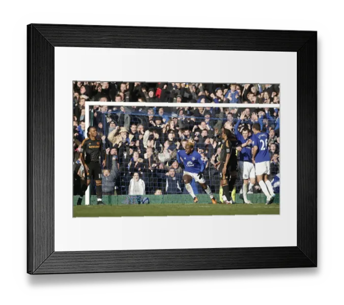 Framed Print : Everton's Louis Saha: First Goal Celebration vs. Chelsea in FA Cup (29 January 2011) Framed Print : Everton's Louis Saha: First Goal Celebration vs. Chelsea in FA Cup (29 January 2011)