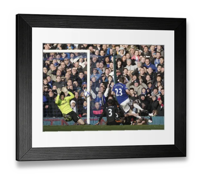 Framed Print : Determined Clash: Seamus Coleman's Thwarted Shot vs. Petr Cech (FA Cup Fourth Round, 2011) Framed Print : Determined Clash: Seamus Coleman's Thwarted Shot vs. Petr Cech (FA Cup Fourth Round, 2011)