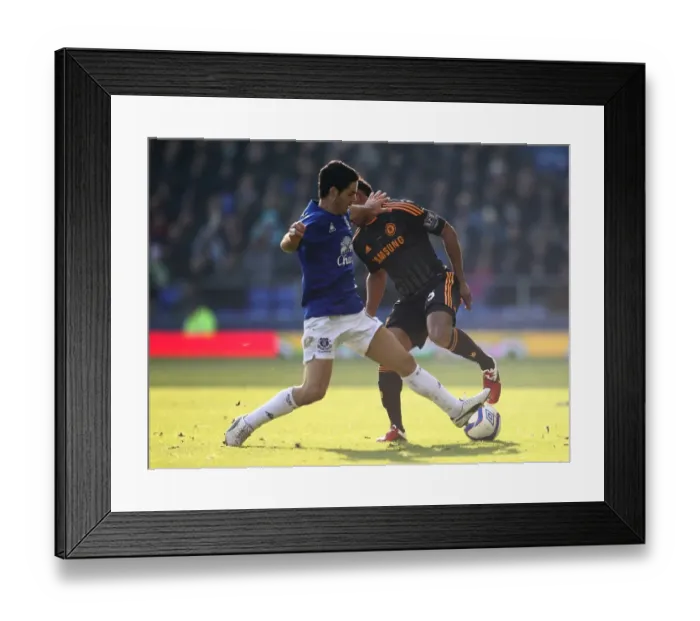 Framed Print : Epic FA Cup Showdown: Mikel Arteta vs. Florent Malouda - Football Rivals Clash at Goodison Park (2011 Everton vs. Chelsea)