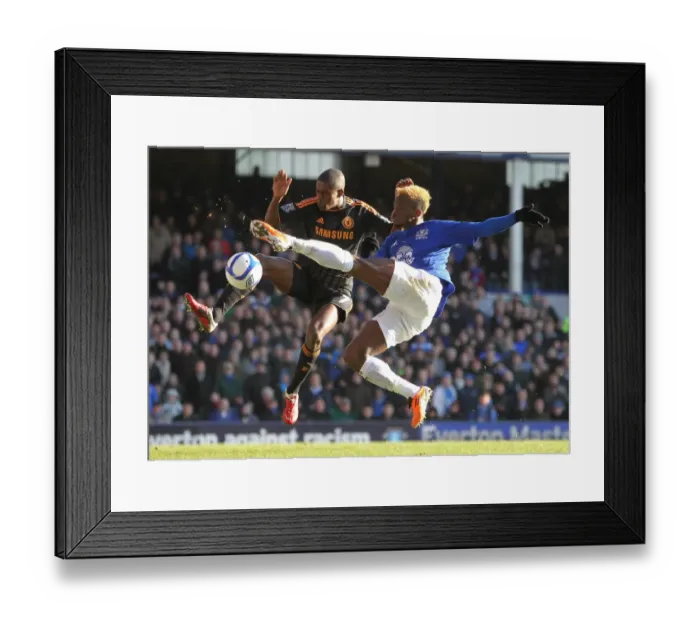 Framed Print : Clash at Goodison Park: Saha's Blocked Shot by Ramires in FA Cup Fourth Round (29 January 2011) - Everton vs Chelsea