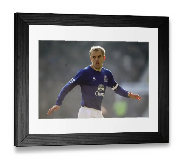 Framed Print : Phil Neville Leads Everton in FA Cup Fourth Round Clash against Chelsea at Goodison Park (Everton vs Chelsea, 29 January 2011)