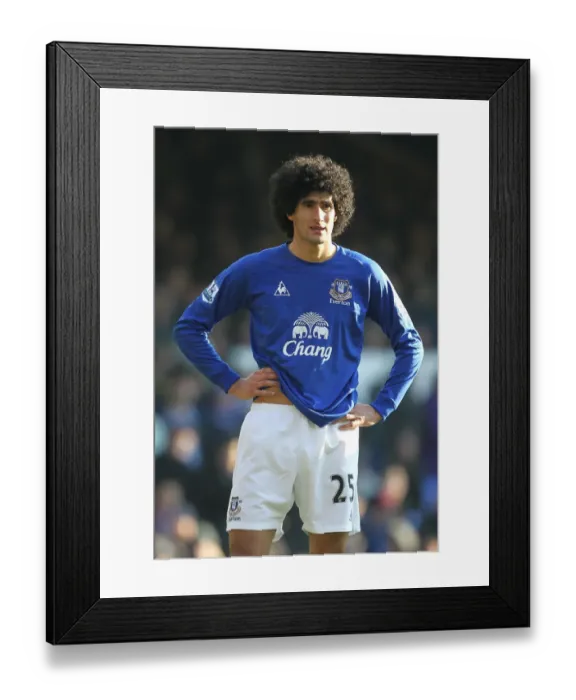 Framed Print : Marouane Fellaini: Everton's Leading Force Against Chelsea in FA Cup Fourth Round at Goodison Park (2011) Framed Print : Marouane Fellaini: Everton's Leading Force Against Chelsea in FA Cup Fourth Round at Goodison Park (2011)