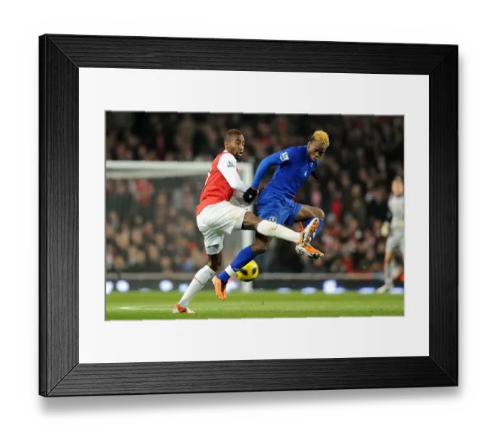 Framed Print : Battle for the Ball: Saha vs. Djourou - Arsenal vs. Everton, Premier League (February 1, 2011, Emirates Stadium) Framed Print : Battle for the Ball: Saha vs. Djourou - Arsenal vs. Everton, Premier League (February 1, 2011, Emirates Stadium)